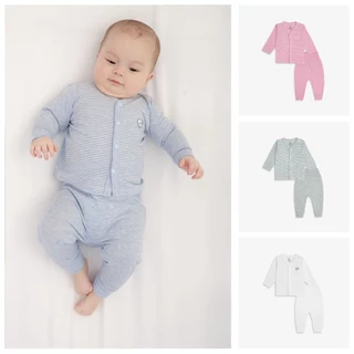 BU Hà Nội - Bộ Quần Áo Sơ Sinh cho bé, bộ sơ sinh cài cúc chéo chất liệu Siro BU Baby BSR110800 3M 6M  FL IZ  ZB29A