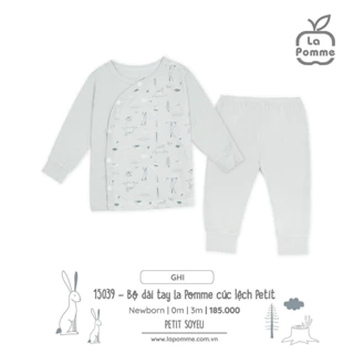 La Pomme - Bộ dài tay La Pomme cúc lệch Petit NB 0M 3M FL ZL156A