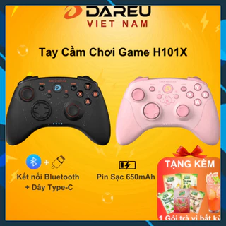 Tay cầm game Dareu H101X Hồng / Đen không dây ( Pin sạc 650mAh, Bluetooth 5.0 ,Dây Type-C ) - hàng chính hãng