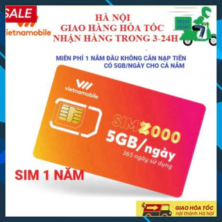 Sim vietnamobile data 4g vào mạng 1 năm miễn phí 12 tháng không cần nạp tiền 5GB/Ngày 150 GB/tháng giá rẻ - hàng chính h