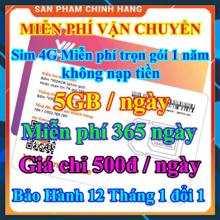 [Miễn phí 12 tháng] Sim vietnamobile data 4G vào mạng 1 năm không cần nạp tiền 5GB/Ngày 150 GB/tháng giá rẻ - hàng chính