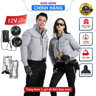 Áo điều hòa Japan cao cấp chống tia UV bảo hộ lao động có quạt thoáng khí chống nóng hàng chính hãng Pin NHẬT BẢN