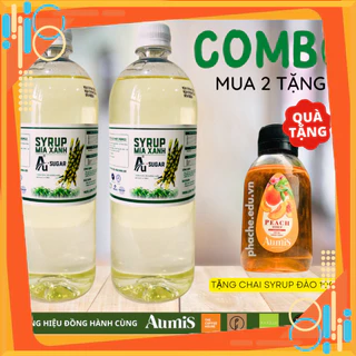 (Tách lẻ có HĐ) Combo 2 chai Nước Đường Pha Chế syrup Mía Xanh Aumis 1000ml Làm Cà phê, Trà Trái Cây, Trà Sữa, Sinh Tố t