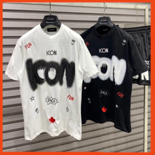 Áo phông nam nữ Premium Cotton Dsq2 in chữ ICON chẩy mực phối hình sticker sao chữ cao cấp. Unisex.Smt 456 89