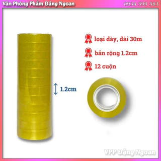 Băng Dính Siêu Dày cao 1.2cm, Siêu Dính, 12 Cuộn - Tiện Lợi Cho Văn Phòng và Thủ Công - VPP Đặng Ngoan