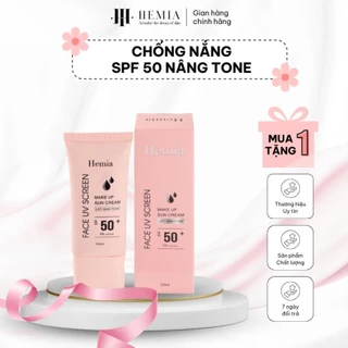 Kem chống nắng Hemia nâng tone trắng da kiềm dầu cho da dầu mụn da khô da nhạy cảm nhập khẩu chính hãng Hàn Quốc 50ml