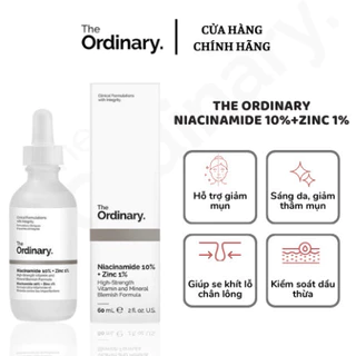 Serum ngừa mụn, sáng da, se khít Niacinamide 10% + Zinc 1% - The Ordinary 30ml