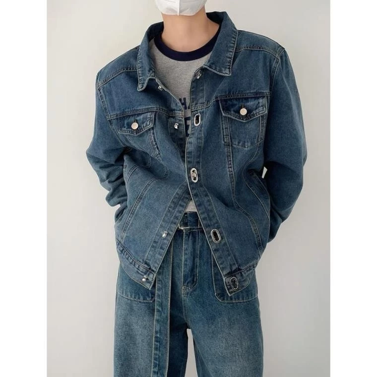 Áo khoác denim wash retro nam nữ phong cách đường phố thời trang xuân hè