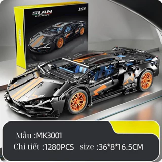 Mô hình lắp ráp siêu xe size 35 cm Lambo Đen, đồ chơi technic ô tô siêu xe 1280 mảnh ghép cung cấp bởi SMART TOY