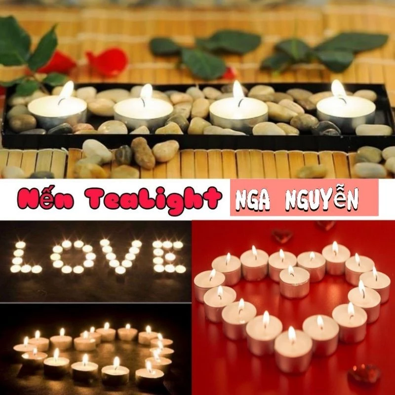 (Combo 12 viên) Nến Tealight hoa mai nhiều màu cháy 2 giờ