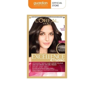 Kem Nhuộm Tóc Phủ Bạc L'Oreal Paris Haircolor Excellence 3 Nâu Đen Tự Nhiên 172ml