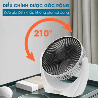 Quạt Mini Để Bàn, Quạt Tích Điện, Quạt Cầm Tay Chính Hãng CWELL, Động Cơ Không Tiếng Ồn, Pin Khủng