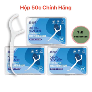 Tăm chỉ nha khoa hộp 50 Cây Dental Flossers tăm chỉ vệ sinh răng miệng - TD8868 - Hàng loại 1