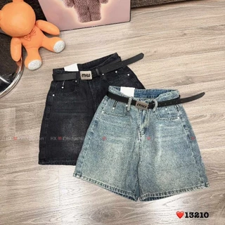 Quần ngố jeans kèm đai chữ m hàng QCL1