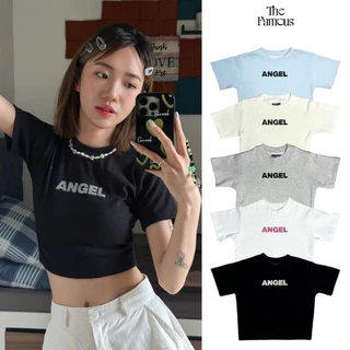 Áo phông croptop "Angel Lấp Lánh" sang chảnh The Famous - Áo thun Croptop siêu hack dáng