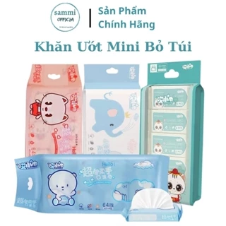 (Combo 8 túi) 1 gói trong có 8 túi khăn giấy ướt mini tiện dụng cho bé