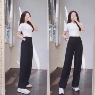 Quần Ống Suông Ống Rộng Nữ TOTOSA Kiểu Dáng Culottes Phong Cách Hàn Quốc Mặc Đi Học Đi Làm Đi Chơi TT20