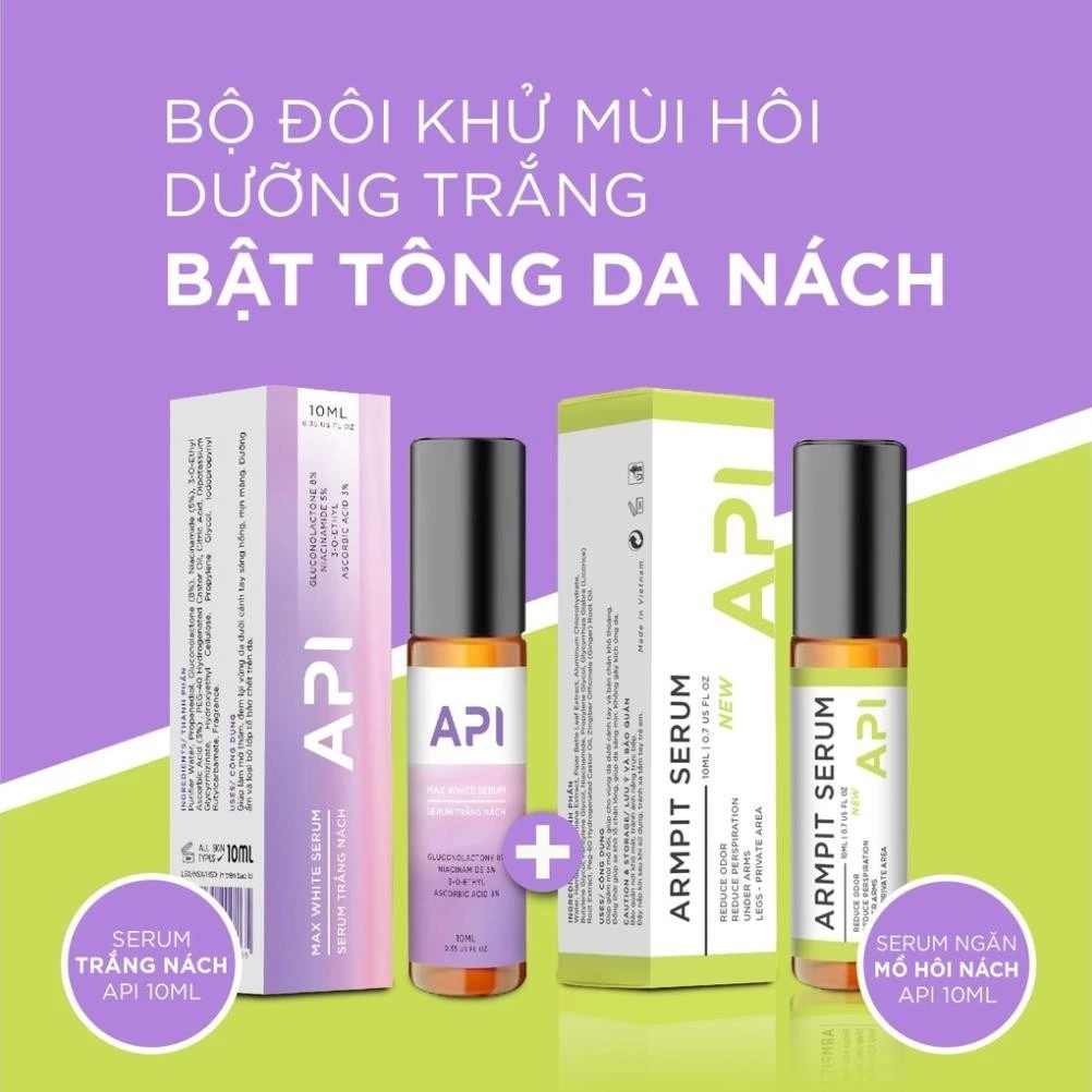 Serum Trắng Nách API Và Khử mùi hôi nách API , Son Nách API , Lăn Khử Mùi Ngăn Tiết Mồ Hôi 72h u