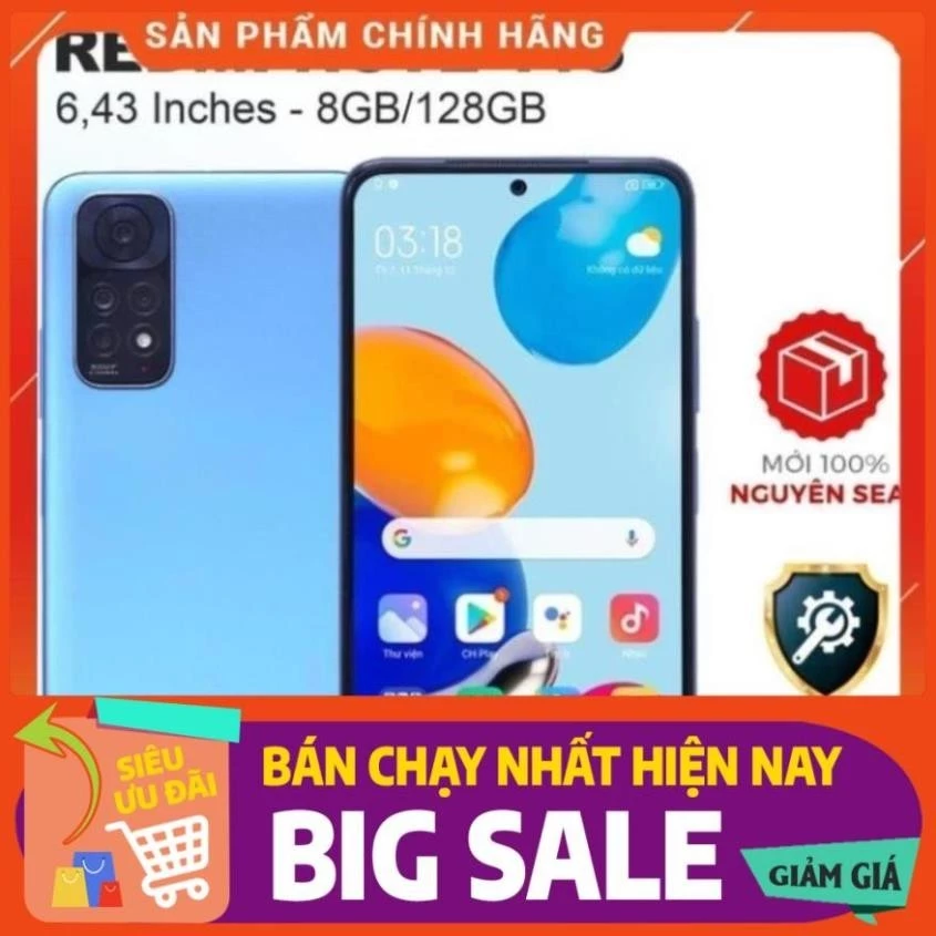 Điện thoại Xiaomi Redmi Note 11S (8GB/128GB)  - Bảo hành chính hãng 12 tháng- Nguyên seal fullbox