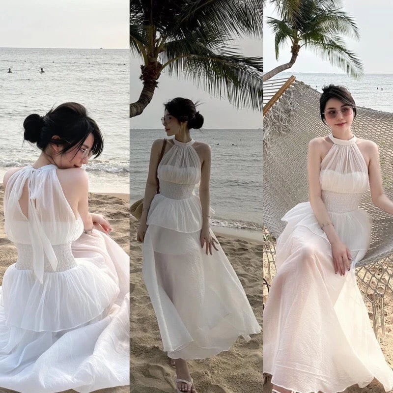 [MÃ DOLLHAD giảm 60k] S52 Set Áo Cổ Yếm Váy Maxi Tiểu Thư Chất Liệu Voan Tơ Cao Cấp Doll Diva Women