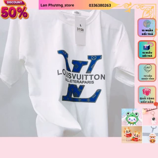 Áo Phông Nam Cổ Tròn LV In Vân Nổi Chất Cotton Co Giãn bốn chiều Thoáng át, Áo Thun Nam Hót nhất 2024