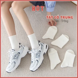 Tất cổ cao nam nữ chất liệu cotton co giãn 4 chiều, vớ cổ cao phong cách Hàn Quốc dễ phối đồ - Hot Store