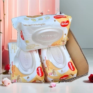 (Hàng Cty )Khăn Ướt Huggies Gói 72 Tờ  Chiết Xuất Cacao & Bơ  Hạt Mỡ Dịu Nhẹ Cho Da Bé