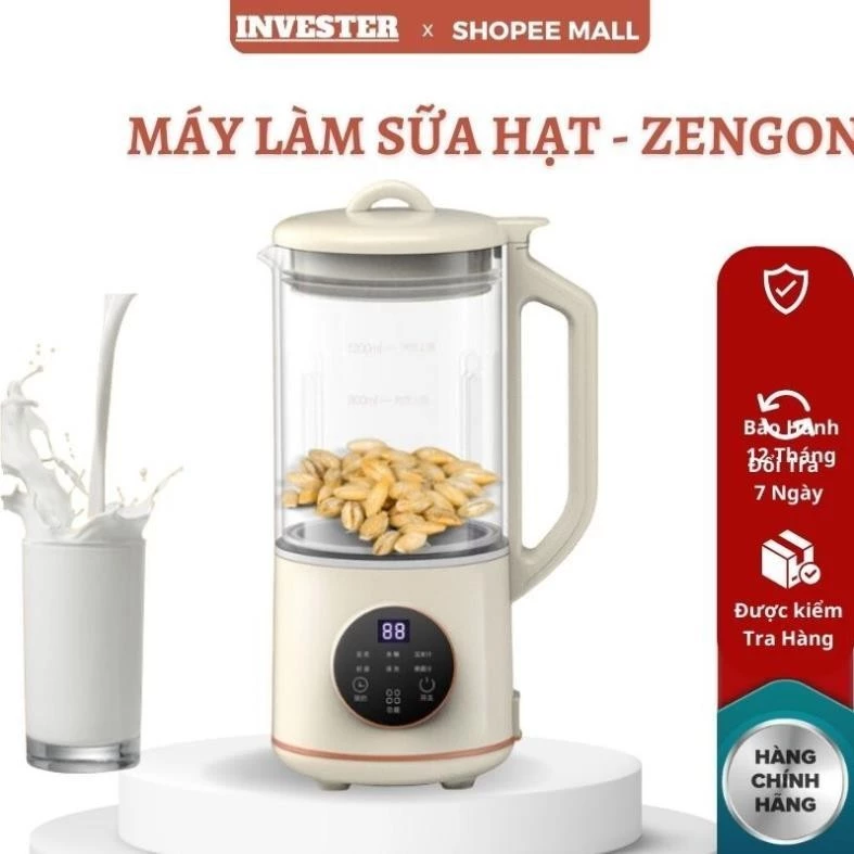 Máy làm sữa hạt 1200 ml cối thủy tinh chịu nhiệt 6 chế độ nấu đa năng VD.STORE STORE