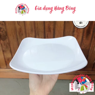 Đĩa Nhựa Phíp Vuông Trắng 3 Size Để Hoa Quả, Đồ Ăn Chịu Nhiệt Tốt Nhựa Việt Nhật Cao Cấp