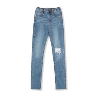 Quần Jean Nữ Slit Edge Distressed Blue, Chất Vải Cotton Pha Spandex Thoải Mái, WQJ005, SOMEHOW