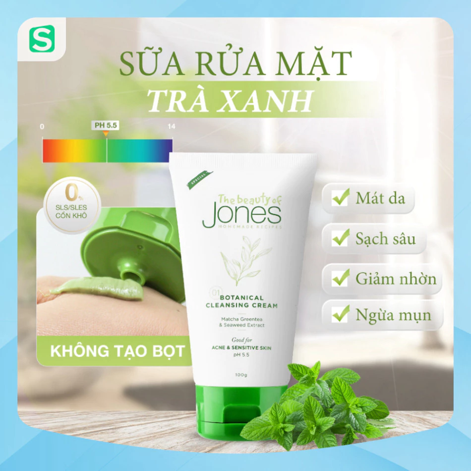 Xả Sữa Rửa Mặt Từ Trà Xanh Tảo Biển Cho Da Mụn Nhạy Cảm The Beauty Of Jones - Oma Shop