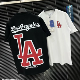 Áo phông nam nữ MLB in hoạ tiết chữ Los Angeles đỏ hai mặt cổ bo dày dặn cao cấp. Áo Thun Unisex Nam Nữ Trẻ Trung Hotren