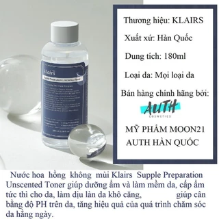 Nước hoa hồng làm trắng sáng da Klairs Toner cân bằng da 180ml dưỡng da