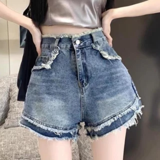 Quần Short Jeans Nữ , Quần Đùi Nữ Tua Rua 2 Tầng Phong Cách Đường Phố Cực Cool Ngầu L015