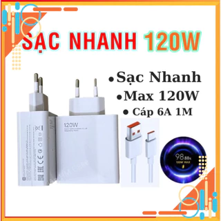 Bộ sạc nhanh  xiaomi 120w mi turbo,type C 6a cho k50ultra k60pro mi1,mi10 ultra, mi 11t pro