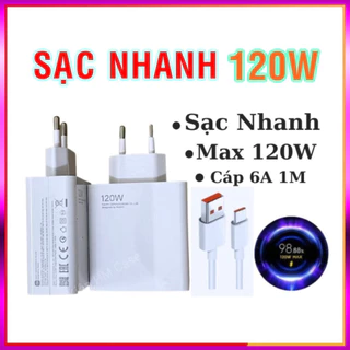 Bộ sạc nhanh  xiaomi 120w mi turbo,type C 6a cho k50ultra k60pro mi1,mi10 ultra, mi 11t pro