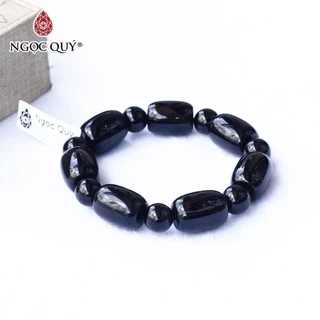 Vòng tay lu thống đá Obsidian hạt 10mm hợp mệnh thủy, mộc - Ngọc Quý