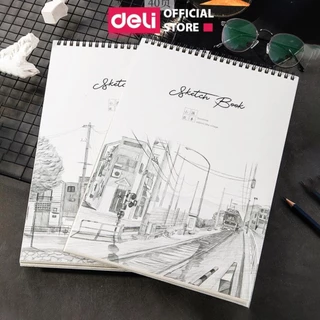 Sổ Phác Thảo A4 A3 B5 Sketchnote Deli - 110/100gsm 80 trang Giấy Vẽ Chì Phác Họa Sketchpaper Giấy Mịn Không Kị Tẩy