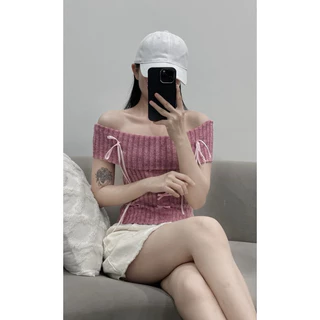 Áo Trễ Vai Beryl Đính Nơ Phong Cách Coquette Samsu.clothing_saigon