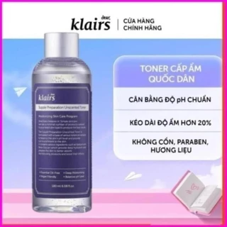 Nước Hoa Hồng Không Mùi Dành Cho Da Nhạy Cảm Klairs Supple Preparation Unscented Toner 180ml Sản Phẩm Chính Hãng../ . //