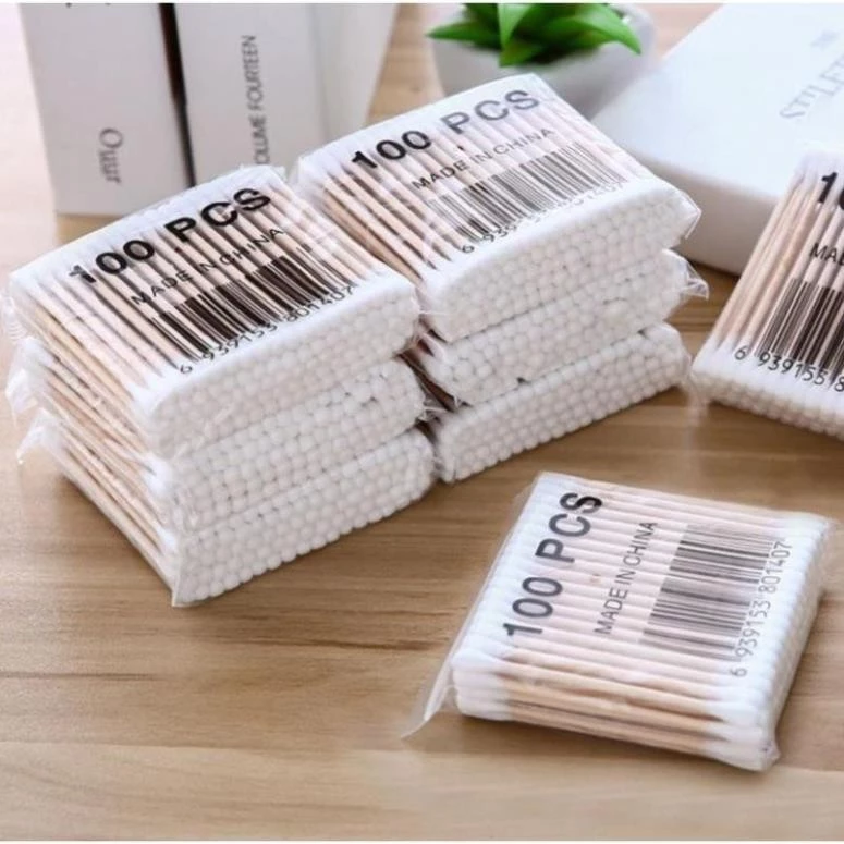 Túi 100c Bông Ngoáy Tai Vệ sinh tai Cán Gỗ -VH878