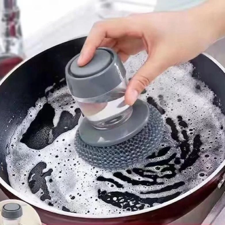 Cọ Xoong Nồi Có Bình Chứa Dầu Dạng Nhấn Tiện Lợi -VH21489