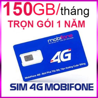 Sim 4G Mobifone trọn gói 1 năm Tặng 150GB/Tháng 180Gb/tháng không cần nạp tiền 12FD50/12MDT50/12Max90 - sale kịch sàn