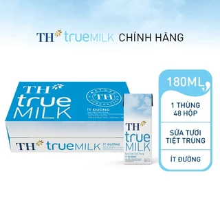 Thùng 48 hộp sữa tươi tiệt trùng ít đường TH True Milk 180ml (180ml x 48)