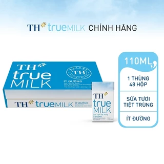 Thùng 48 hộp sữa tươi tiệt trùng ít đường TH True Milk 110ml (110ml x 48)