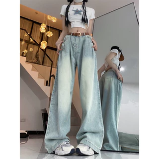 [Hot 2024] Quần bò ống suông, quần jeans nữ ống suông thiết kế nhúm eo siêu xinh siêu sang N 60