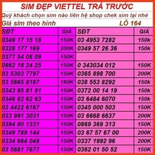 SIM VIETTEL TRẢ TRƯỚC  ĐĂNG KÝ ĐƯỢC CHÍNH CHỦ- SỐ DỄ NHỚ LÔ 57