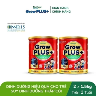 Combo 2 sữa bột Nutifood GrowPLUS+ Đỏ (Suy Dinh Dưỡng) trên 1 tuổi (2 lon x 1.5kg) - Grow Plus+