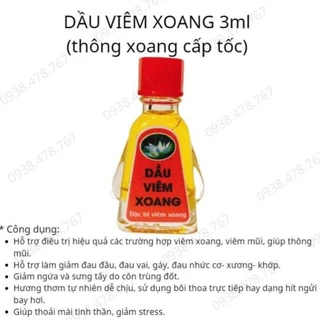 Dầu viêm xoang nước vàng 3ml nắp cam