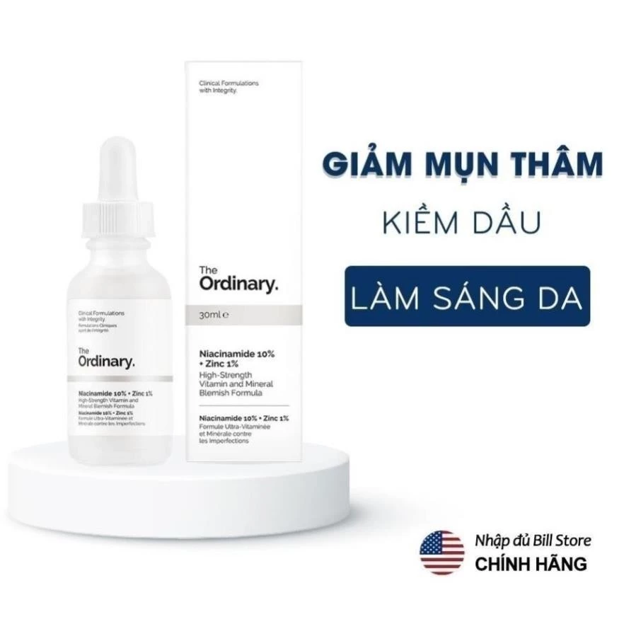 SerumThe Ordinary Niacinamide 10% + Zinc 1% giảm mụn trứng cá thâm nám tàn nhang cao cấp.